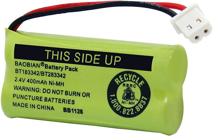 BT183342/BT283342 2.4V 400mAh Ni-MH BT166342/BT266342 BT162342/BT262342 Rechargeable Cordless Phone Battery CS6709 CS6609 CS6509 CS6409 EL52100 EL50003 (2 Pack)