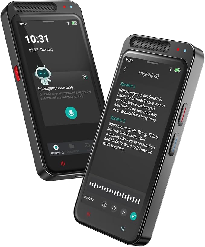 AI Voice Recorder with Playback, Digital Voice Recorder with AI Transcription, Summary, Translation, Full Touch Screen Recorder with 80GB, Audio Recorder Device for Meetings, Lectures, Interviews