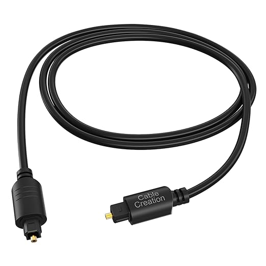 CableCreation 24FT Digital Fiber Optical Toslink Cable Gold Plated for Home Theater, Sound Bar, TV, PS4, Xbox, VD/CD Player,Blu-ray Players,Game Console& More,Black