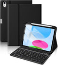 for iPad 10th Generation Case with Keyboard 10.9 Inch- Magnetic Wireless Keyboard Case with Pencil Holder Stain Proof Folio Cover for iPad (A16) 11th Gen 11 Inch 2025/10th Gen 2022 - Black