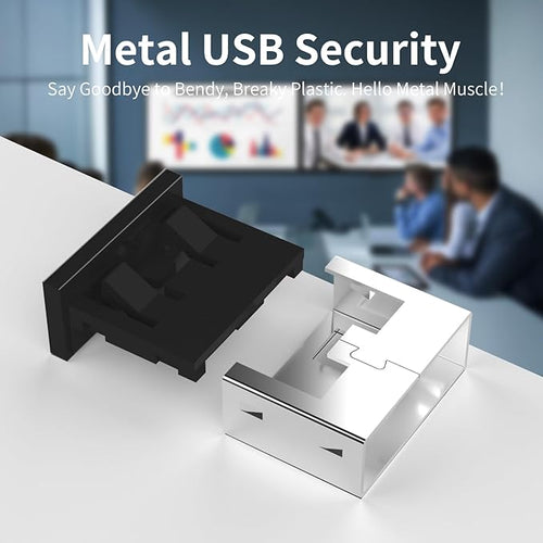 100PCS USB Metal Port Lock Blocker with 10 Keys - Secure USB-A Port Protector for PC/Laptop, Anti-Theft Data Security Lock, Dust & Moisture Proof Cover, Removable Type-A Connector Black