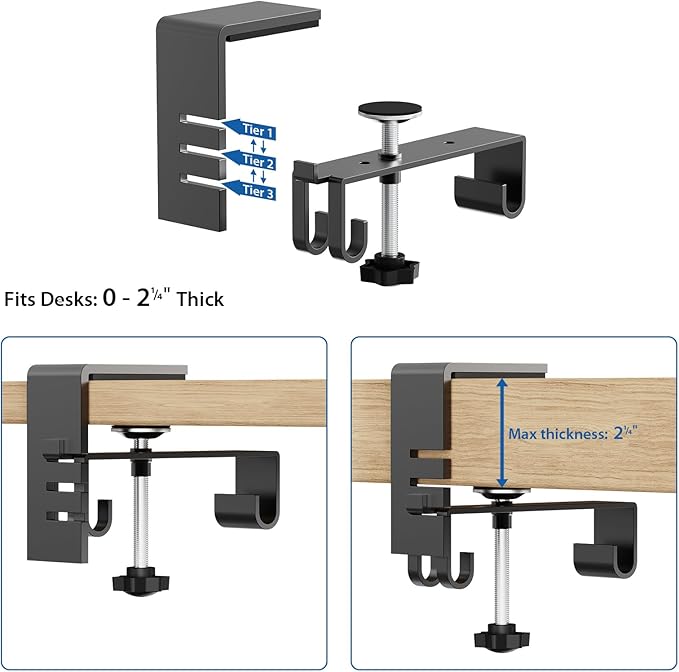Zilink No Dril Under Desk Cable Management Tray 30" Standing Desk Cable Management Clamp/Screw Mount Under Table Cord Premium Fabric Wire Organizer Management for Home Office