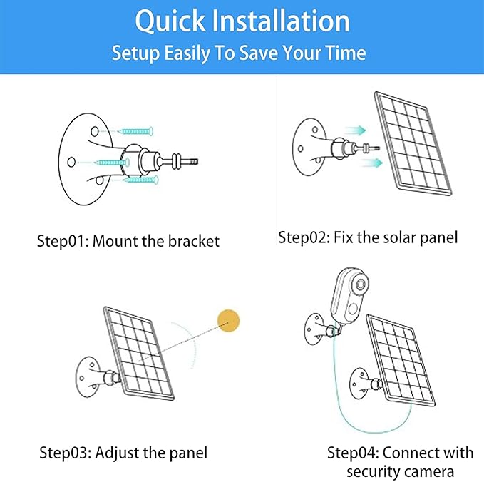 Solar Panel Charger Compatible with Arlo Pro 3/Pro 4/Pro 5S/Ultra/Ultra 2/Go 2 Continuous Power Supply IP65 Weatherproof with 9.8ft Charging Cable and Adjustable Wall Mount 4 Pack