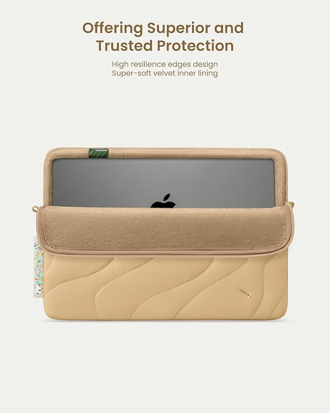 tomtoc 360 Protective Puffy Laptop Sleeve for 16-inch MacBook Pro M4/M3/M2/M1 Pro/Max A3403 A3186 A2991 A2780 A2485 2024-2019, Quilted Design Soft Cute Puffer Bag Laptop Case for Dell XPS 16 Plus