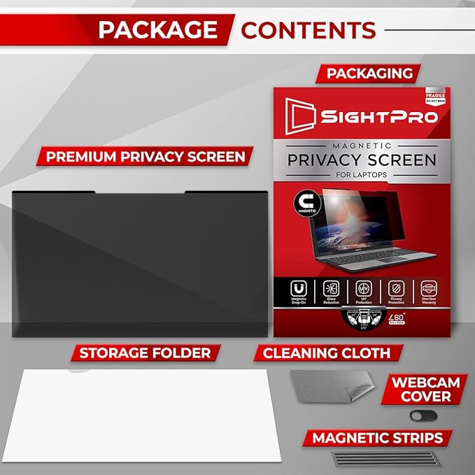 Magnetic Laptop Privacy Screen 14 Inch 16:9 - Removable Computer Privacy Filter Shield and Protector