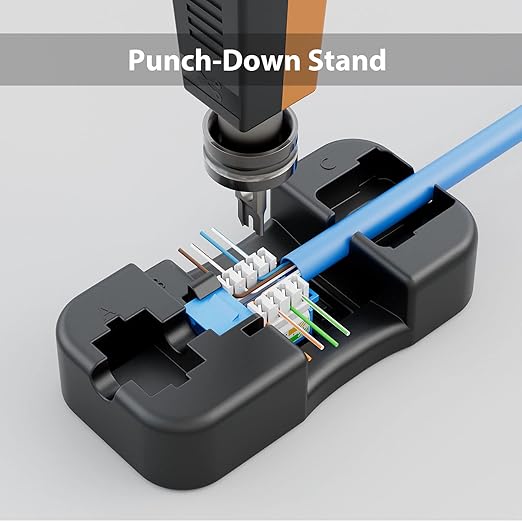 iwillink 10Gbps Cat6 Keystone Jack, RJ45 Keystone Jack 25-Pack and Keystone Punch-Down Stand, UTP Modular Ethernet Jack Insert 90-Degree, Punch Down Keystone Jack Adapter, Blue