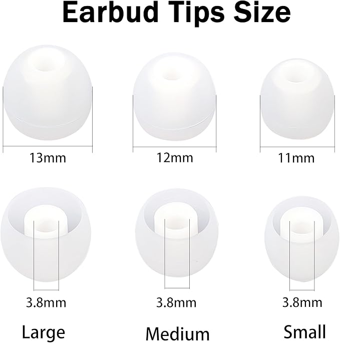 Silicone Replacement Earbud Tips Earbud Covers Fit Most in-Ear Earbuds(Inner Hole 3.8mm -5.1mm) Headphone Ear Tips Ear Bud Rubber Tips 9 Pairs S M L