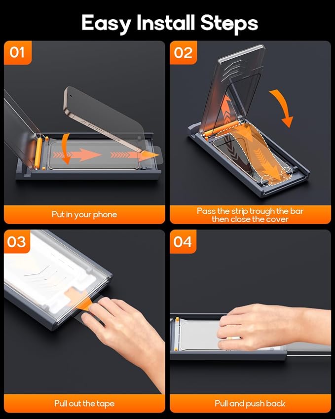 3 Pack for iPhone 15 Pro Max Tempered Glass Screen Protector, Dust Free CABIN, Auto Positioning, Bubble Free, High Definition, Easy Installation,9H+ Hardness