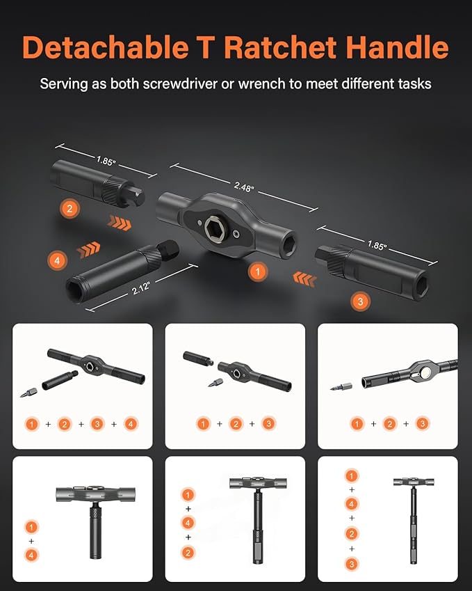 42 in 1 Magnetic Screwdriver, Screwdriver Set, Multi Bit Ratcheting Screwdriver Set with Storage Case Repair Tool Kit for Computer, Eyeglass, Bicycles, Watch, Ring Doorbell, Furniture and DIY (Grey)