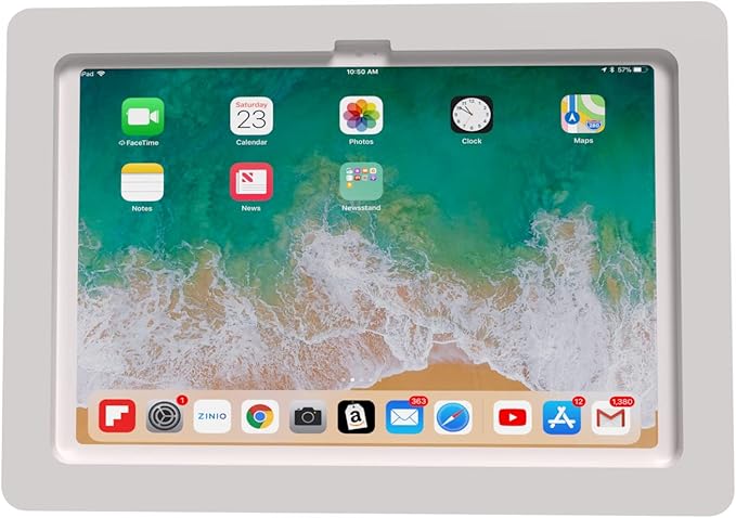 TABcare Anti-Theft Acrylic VESA Enclosure for Apple iPad 10 10.9" 2022, iPad 11" 2025 with Free Wall Mount Kit & 90-Degree Angle USB C Charge Cable (White)