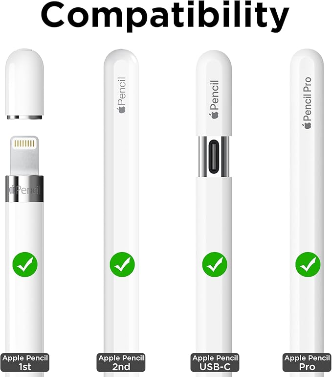 8 Pack Fine Point Replacement Tips Compatible with Apple Pencil 2nd Generation, Apple Pencil 1st Generation, Apple Pencil USB-C & Apple Pencil Pro Colorful iPencil Nibs (Pink + White)