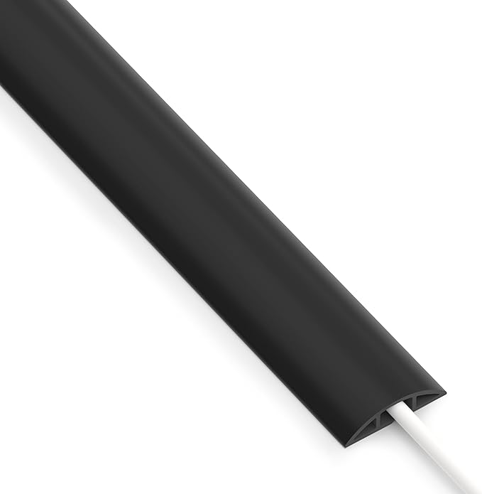 ZhiYo 10ft Cord Covers for Wires on Floor, Cord Hider Floor Hide Extension Cords, Soft PVC Cable Cover Cable Protector, Cable Cavity W0.62in, H0.31in, Black