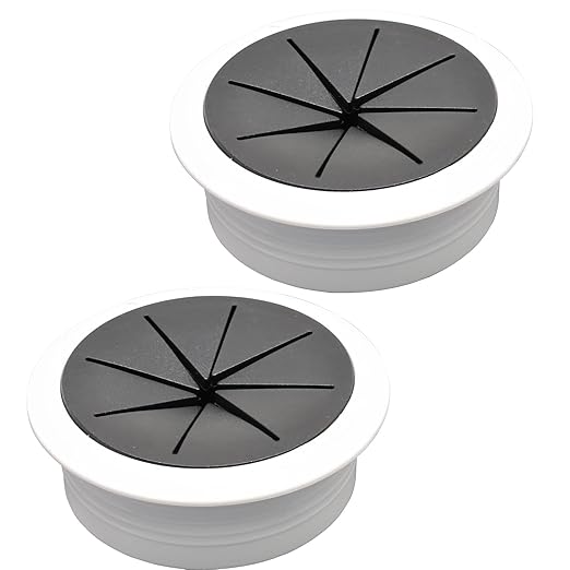 Desk Grommet 2" (50 mm), Desk Hole Cover for Cables White and Black, Cable Grommet ABS Plastic, Desk Hole Grommet for Office and Home Table Cable, Flexible Cable Cord Organizer-2 Pcs