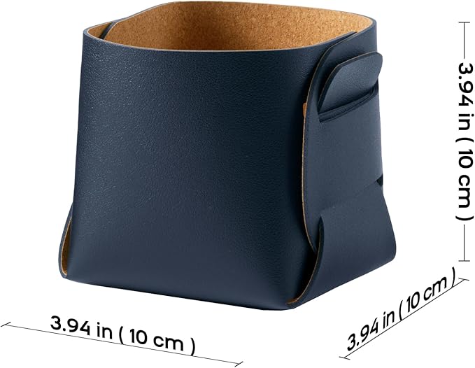 HOMIEAZICOZI 2-Pack Cork Leather Desk Accessories Storage - Pencil Pen Holder - Makeup Brush Holder Organizer - Stylish Addition to Home Decor (Dark Blue)