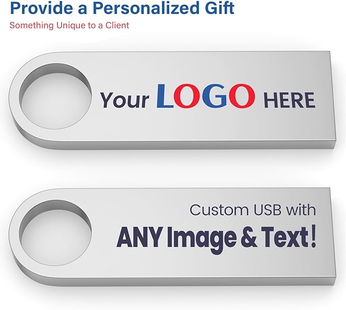 Customizable Flash Drives 2GB, Wooolken Personalized USB 2.0 Thumb Drives 10/20/50/100 Pack, Logo Pendrive Custom Memory Stick USB Engraved Logo (Metal)