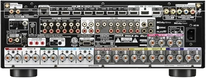 Denon AVR-X6800H 11.4 Channel 8K Receiver with 3D Audio and Dolby Atmos with a 1 Year Amber Protection Extension (2023), Black