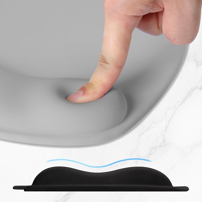 ITNRSIIET Ergonomic Mouse Pad, Cushioned Gel Wrist Rest, Non-Slip Base, Smooth Surface, Cute Multi-Color, 9.5 x 8.2 in, Space Gray