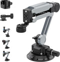 Geyo Camera Suction Cup Mount, Aluminum Alloy Multi-Function Shock Absorber Arm Stabilizer, 4" Vacuum Suction Cup, 1/4" Mounting Holes Car Mount for Insta 360 X4, for DJI Pocket 3, for GoPro, Silver