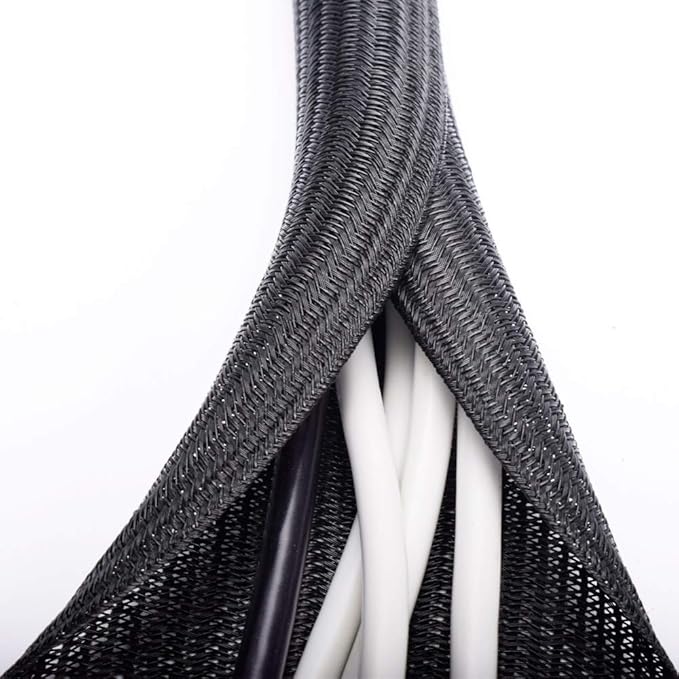 ZhiYo 6.6ft - 1.2 inch Cable Sleeve, Cord Wrap Wire Protector Tubing for Pets, PC Cable Wrap, Computer Cable Management Sleeve - Black