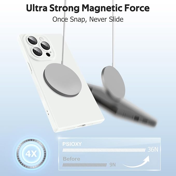 Designed for iPhone 15 Pro Max Case Compatible with Magsafe Cover Camera Lens Protector Military Grade Protection Shockproof Soft TPU Slim Magnetic Phone Case for iPhone 15 Pro Max White