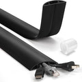 4ft Cord Hider Floor, Heavy Duty Cord Covers for Wires on Floor, Black Floor Cable Management, Hide Cord Cover Floor, Electrical Cable Hider Cord Protector Floor, Cable Cavity: 0.78" W x 0.32" H