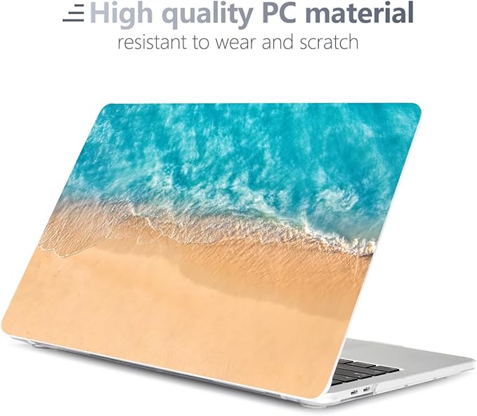 Batianda Design Case for M1 MacBook Air 13 Inch Model A2337 A2179 A1932 2021 2020 2019 Release,3D Painted Landscape Series Hard Shell with Keyboard Cover & Screen Protector, Beach