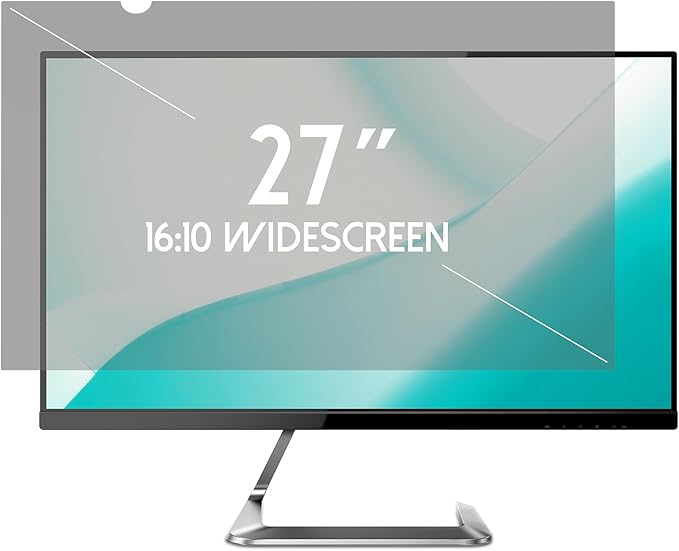 27 Inch Desktop Privacy Screen Shield for 16:10 Wide Monitor - Anti Glare Computer Privacy Screen Cover | Blue Light Blocking Screen Protector | Scratch Resistant UV Filter | Attachment Type