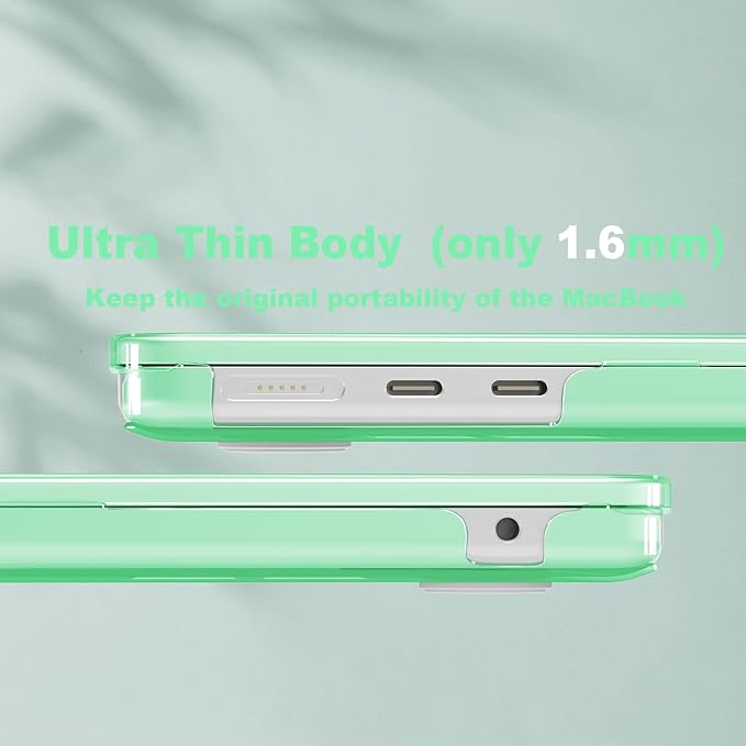 CISSOOK Compatible with MacBook Air 13.6 inch Case 2022 2024 2025 Release A2681 A3113 A3240, Plastic Hard Shell Case with USB Adapter for MacBook Air 13 inch M2 M3 M4 Chip, Clear Green