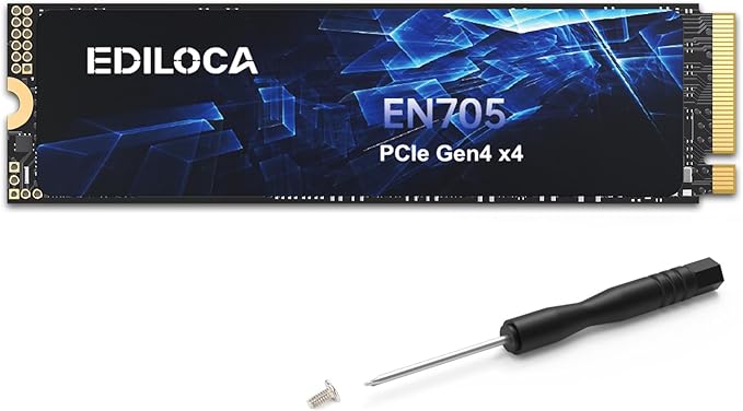 4TB SSD NVMe M.2 2280 PCIe Gen4 x4 Internal Solid State Drive - Up to 5000MB/s, 4TB SSD PS5 Dynamic SLC Cache, PS5 Compatible for Gaming PC Laptop(EN705)