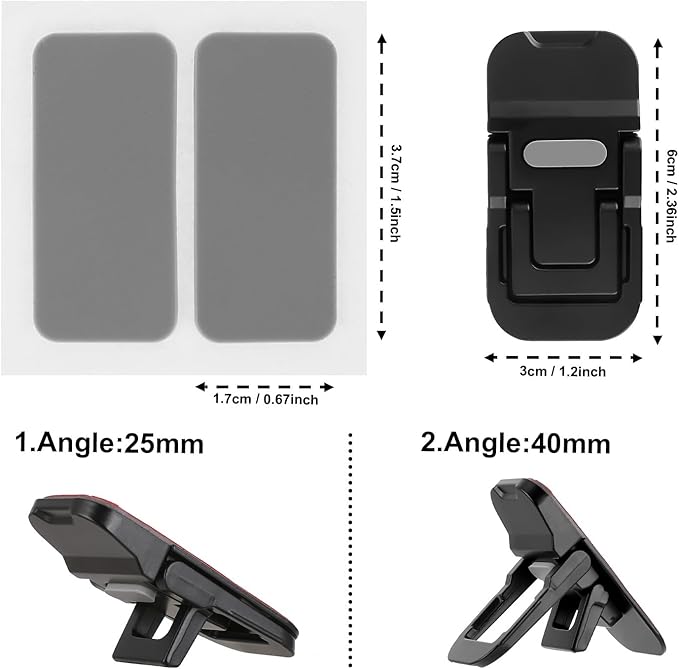 Bewudy 2 Pcs Portable Keyboard Stand, Dual Tilt Angle Adjustment, Foldable Laptop Riser, Self-Adhesive Feet for Most Keyboards (Black)