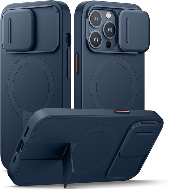 SURITCH for iPhone 13 Pro Case with Magnetic Camera Slide Cover and Adjustable Kickstand, Compatible with MagSafe, Shockproof Bumper Case Slim Protective Cover for iPhone 13 Pro 6.1 Inch, Blue