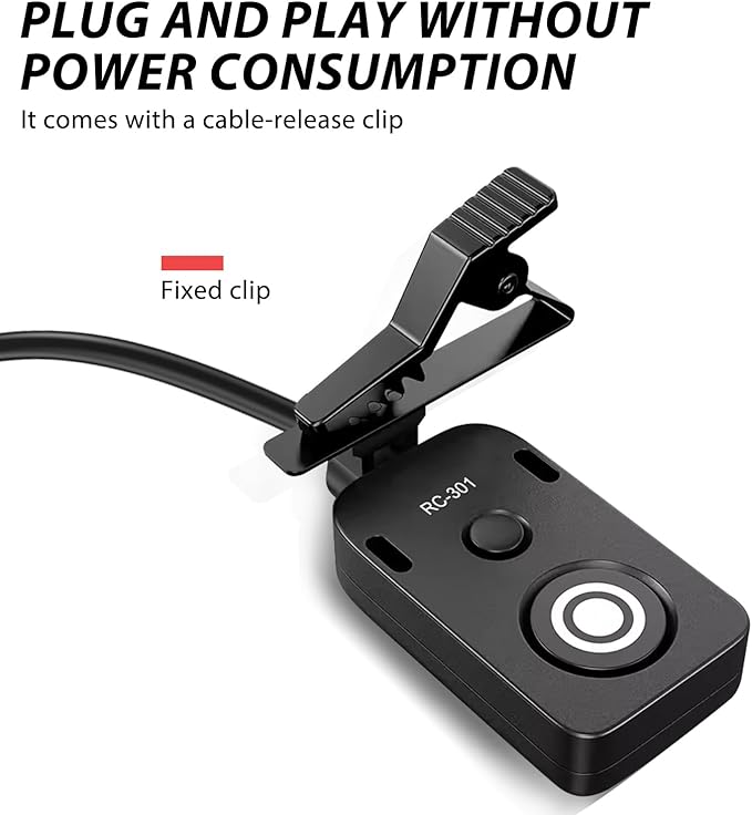 for Canon RS-80N3 Shutter Release Cable R5 R5C R5II 5DIV 5D3 5D2 6DII Remote Camera Small Shutter Release Control 11.8in/30cm Cable Remote Wired Button 1DX Mark II,1ds ii (RC301-N3 11.8in/30cm)