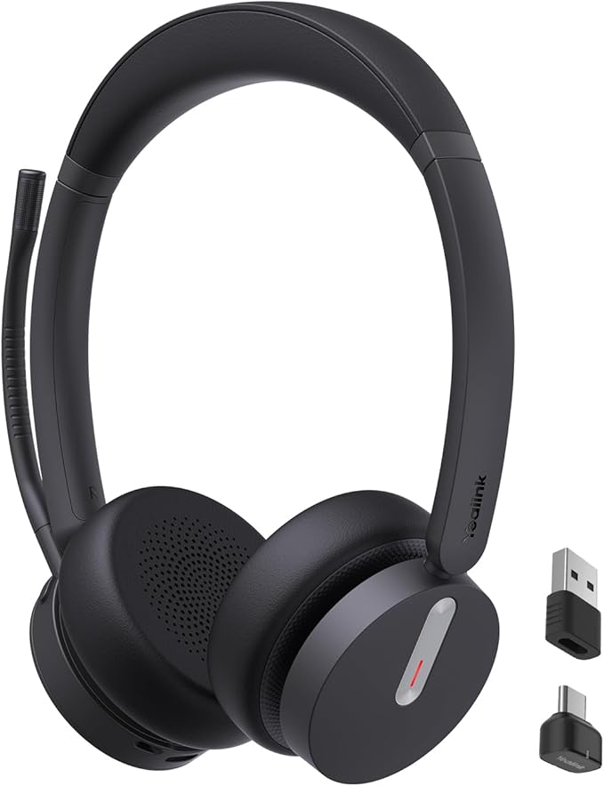 Yealink BH70 Dual Wireless Bluetooth Headset with Mic for Work, Teams Certified, up to 35h Talk Time, 147g All-Day Wearing Comfort, USB-C/A