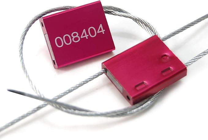 High Security Cable Seals Metal Container Seals Pull Tight Alumium Shipping Security Tags for Logisitics ISO 17712 Certificated (Pack of 100, Red)