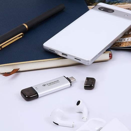 Transcend 512GB USB C External SSD, Up to 1,050MB/s, USB 3.2 Gen 2 Flash Drive, 2-in-1 Memory Stick Type C &Type A, Thumb Drive Photo Stick for Windows, Mac, iPhone, iPad, Android, Tablet&PC, Smart TV