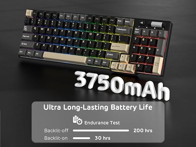 RK ROYAL KLUDGE RK96 RGB Limited Ed, 90% 96 Keys Wireless 3-Mode BT5.0/2.4G/USB-C Hot Swappable Mechanical Keyboard w/Wrist Rest, Volume Control, Software, Massive Battery, RK Viridian Switch