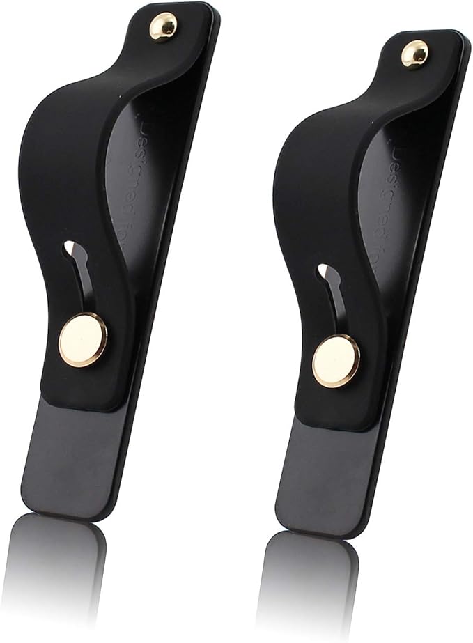 Removable and Reusable Cell Phone Grip Strap, Yetaida Telescopic Finger Kickstand Bracket Universal Silicone Phone Holder Stand and Portable Finger Loop for Most Smartphones Case (Black)