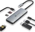 RSHTECH USB C Hub 7-in-1 Multiport Adapter with 8K HDMI, 10Gbps USB-C and 2 USB A Data Ports, 100W Power Delivery, SD/TF Card Reader, Aluminum USB 3.1/3.2 Gen 2 Hub Dongle for PC and Laptop, RSH-T02