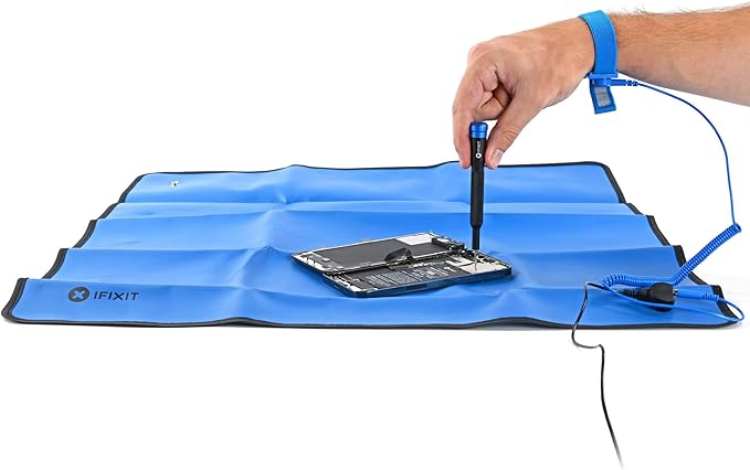 iFixit Portable Anti-Static Mat - ESD Pad, Wrist Strap, Grounding Cord for Electronics Repair