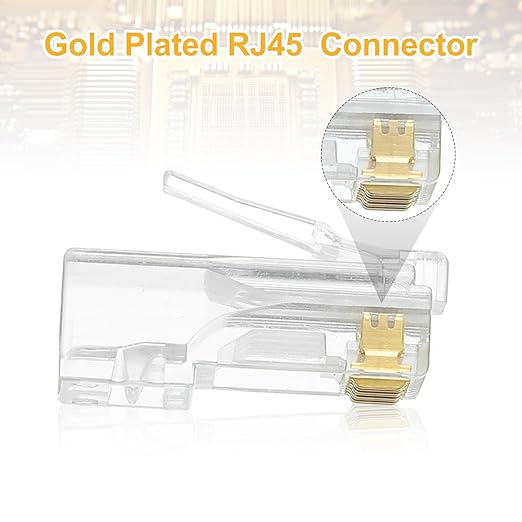 MECCANIXITY 30pcs Cat6 RJ45 Pass Through Connectors, RJ45 Connector 8P8C Gold Plated Plugs with 30pcs Dark Grey Strain Relief Boots for Solid or Stranded UTP Ethernet Cable, 1.1mm