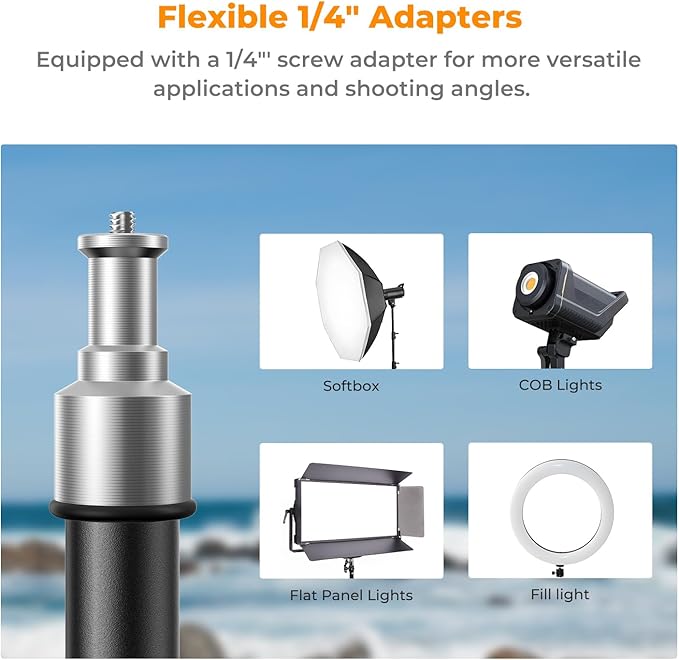 K&F Concept Light Stand for Photography, 7.5ft/2.3M Portable Extendable Photo Video Tripod Stand, Lighting Tripod with 1/4" Screw for Lighting/Strobe Light/Webcams/Cameras/Softbox, with Storage Bag