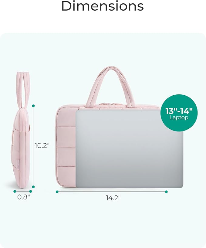 BAGSMART 13-14 Inch Laptop Case, Portable Puffy Laptop Sleeve with Handle, Macbook Case Sleeve Compatible with MacBook Air/Pro 13.3 13.6 Inch M4 M3 M2 M1, Computer Sleeve Fitted with Dell,HP, Black