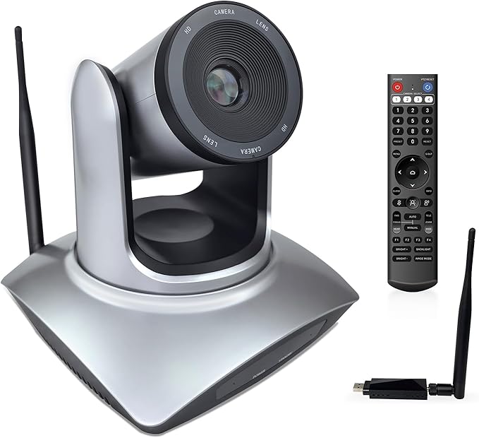 TOALLIN Wireless PTZ Conference Room Camera, 3X Optical Zoom Streaming Camera, 1080P Full HD Wireless Webcam for Video Conferencing/Live Streaming/Church Services Worship/Online Education