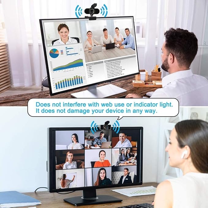 2 Pack Universal Webcam Cover, Desktop Computer External Webcam Lens Covers Shutter Cap Hood, Streaming Web Camera Privacy Cover Clip Compatible with Logitech HD Pro Webcam C270/C615/C920/C930e/C922X