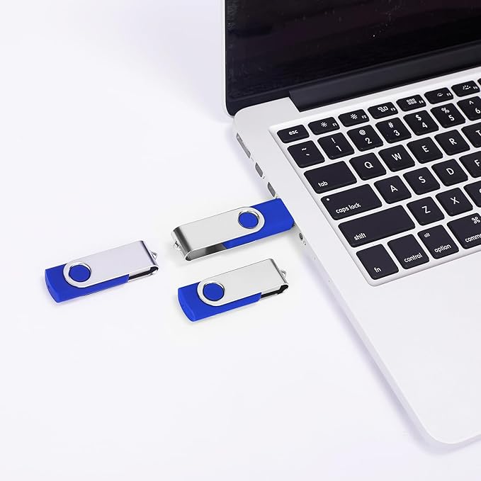 8GB USB Bulk Flash Drives 100 Pack, EASTBULL USB 2.0 Flash Drive Bulk Thumb Drive Pack Memory Stick Swivel Pen Drives (Blue)