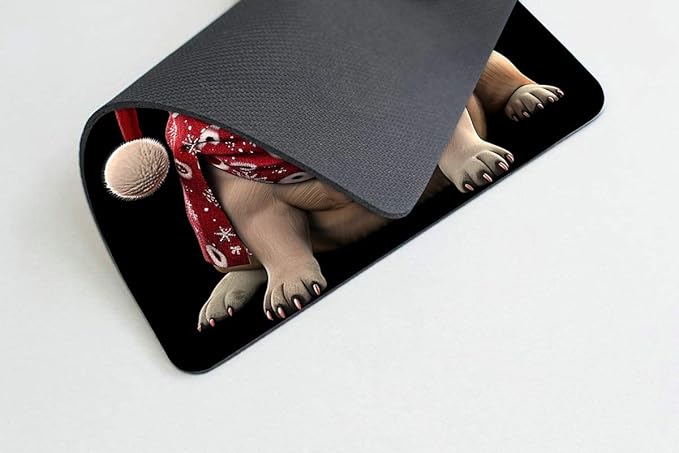 Square Mouse Pad 3D Dog-Santa Hat-1,Gaming Mouse Pads for Desk,Soft Computer Waterproof Non-Slip Mouse Mat