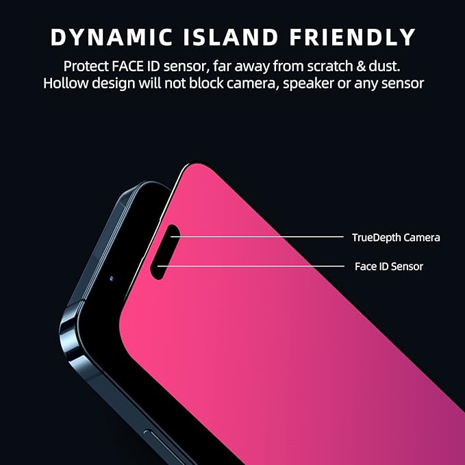 EGKimBa Privacy Screen Protector for iPhone 16 Pro, 6.3 inch Gradient Colorful Anti-Spy Anti-Blue Light HD Easy Installation Tempered Glass
