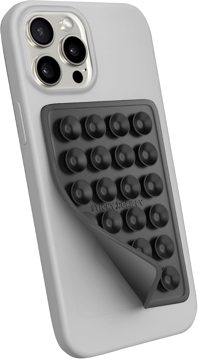 Suction Phone Case Mount, Sillicon Adhesive Phone Accessory for iPhone and Android, Hands-Free Fidget Toy Mirror Shower Phone Holder, Tiktok Videos and Selfies (Black)