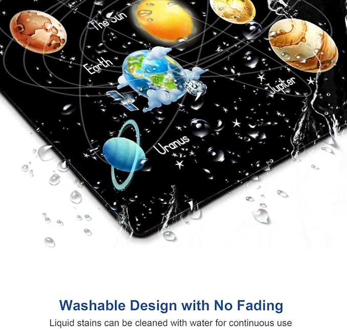 Solar System Planets Stars and Milky Way Galaxy Space Gaming Mouse Pad Square Mouse Pad Non-Slip Rubber Base Gaming MousePads for Computers Laptop Office, 9.5"x7.9"x0.12" Inch( 240mm x 200mm x 3mm)