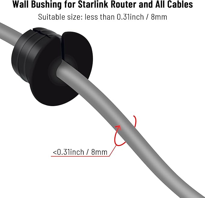 Cable Routing Kit for Starlink for 1 inch Wall Hole, Wall Bushing Grommet, Starlink Accessories, Silicone Cable Wall Pass, Starlink Anti-Slip Wall Grommets for Cables (1 inch) 2 Pcs